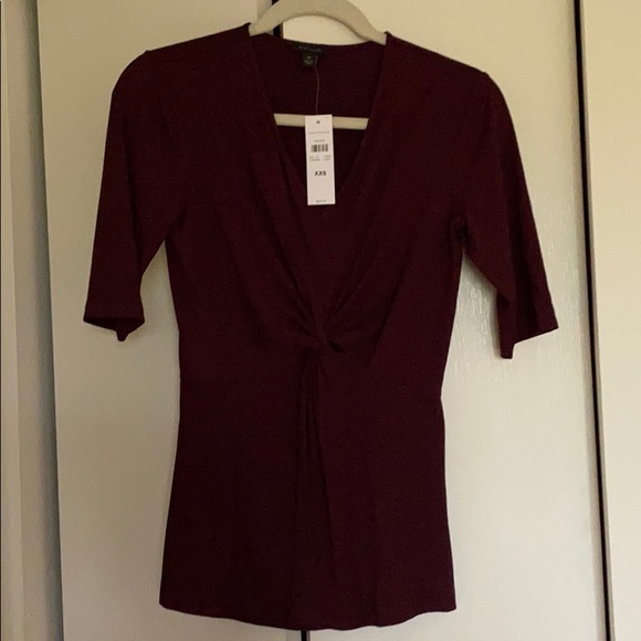Ann Taylor Twist Elbow Sleeve Top Rosy Plum - Picture 3 of 6